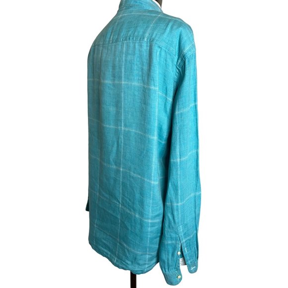 Tommy Bahamas relax men’s large button front shirt long sleeve collar blue and w - Picture 6 of 16